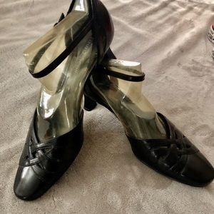 Laura Scott Black Leather Heels